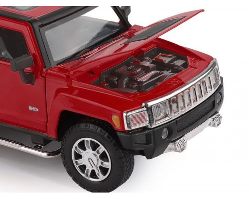 Машина АВТОПАНОРАМА Hummer H3, красный, 1/24, свет, звук, в/к 24,5*12,5*10,5 см