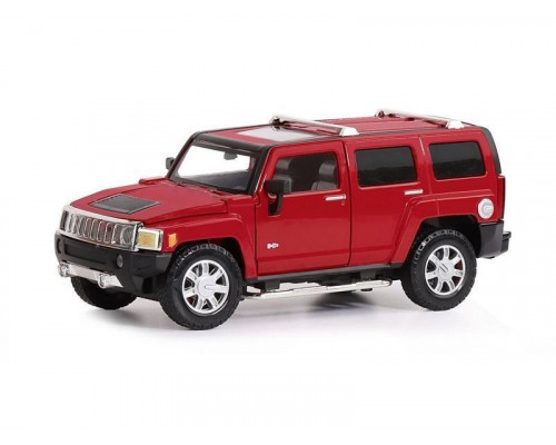 Машина АВТОПАНОРАМА Hummer H3, красный, 1/24, свет, звук, в/к 24,5*12,5*10,5 см