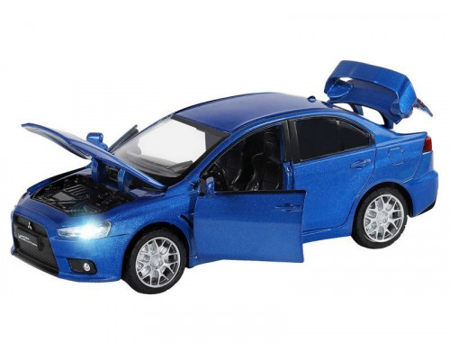 Машина АВТОПАНОРАМА Mitsubishi Lancer Evolution, синий, 1/32, свет, звук, в/к 17,5*12,5*6,5 см