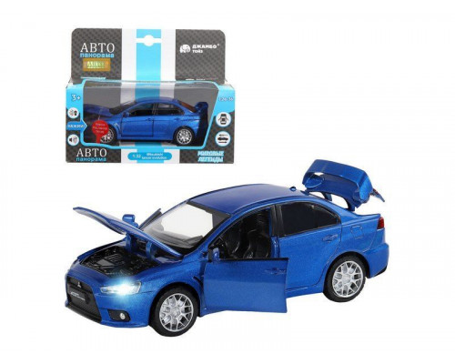 Машина АВТОПАНОРАМА Mitsubishi Lancer Evolution, синий, 1/32, свет, звук, в/к 17,5*12,5*6,5 см