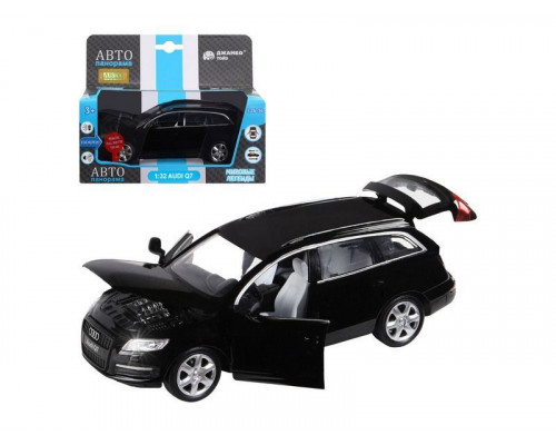 Машина АВТОПАНОРАМА Audi Q7, черный, 1/32, свет, звук, инерция, в/к 17,5*13,5*9 см