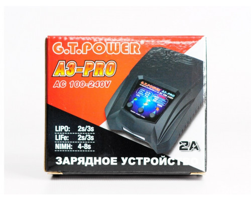 Универсальное З/У G.T.Power A3PRO-V1 LiPo/NiMh (220В/2A/2-3S) T-plug/TRX/Tamiya/Mini Tamiya/XT60