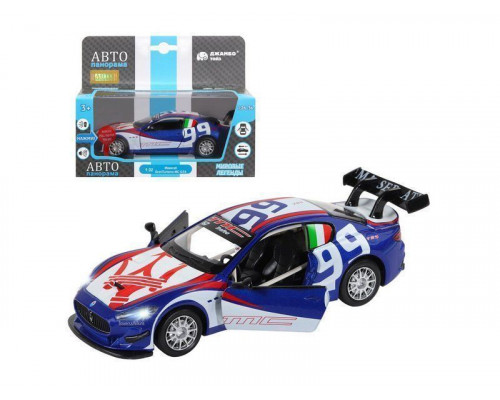 Машина АВТОПАНОРАМА Maserati Gran Turismo MC GT4, синий, 1/32, свет, звук, в/к 17,5*13,5*9 см