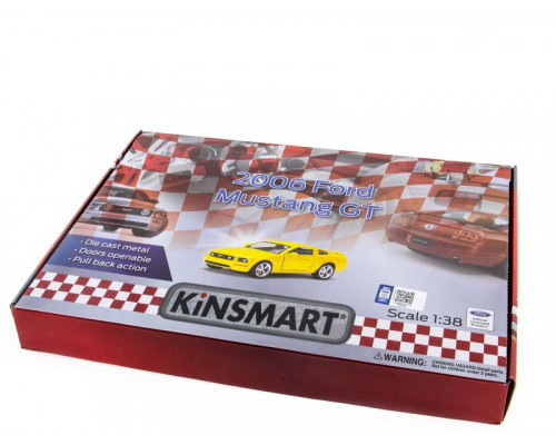 Машина Kinsmart 1:38 Ford Mustang GT с полосками инерция (1/12шт.) б/к