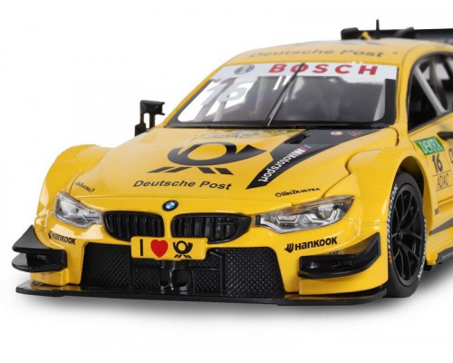 Машина АВТОПАНОРАМА BMW M4, желтый, 1/24, свет, звук, в/к 24,5*12,5*10,5 см