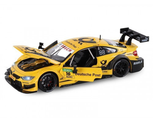 Машина АВТОПАНОРАМА BMW M4, желтый, 1/24, свет, звук, в/к 24,5*12,5*10,5 см