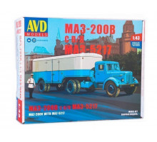 Сборная модель AVD МАЗ-200В с полуприцепом МАЗ-5217, 1/43