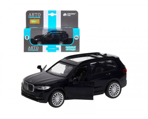 Машина АВТОПАНОРАМА BMW X7, 1/44,  черный, инерция, откр. двери, в/к 17,5*12,5*6,5 см