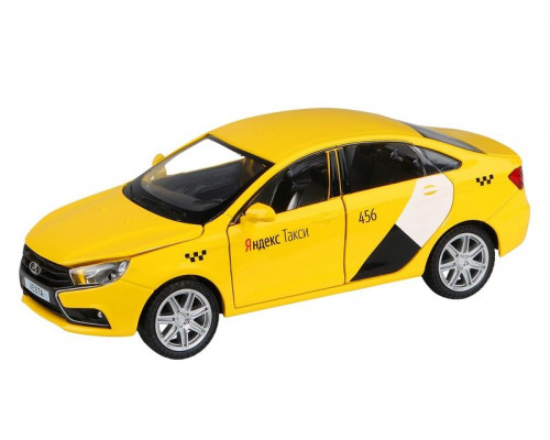 Машина АВТОПАНОРАМА Яндекс.Такси  LADA VESTA, желтый, 1/24, в/к 24,5*12,5*10,5 см