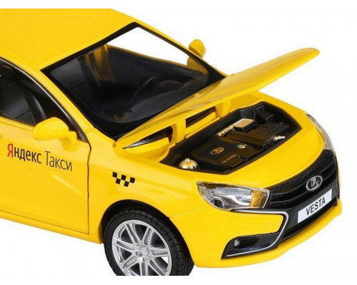 Машина АВТОПАНОРАМА Яндекс.Такси  LADA VESTA, желтый, 1/24, в/к 24,5*12,5*10,5 см