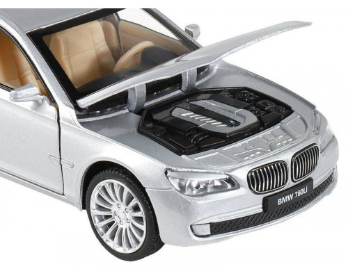 Машина АВТОПАНОРАМА BMW 760LI , серебряный, 1/34, свет, звук, инерция, в/к 17,5*13,5*9 см