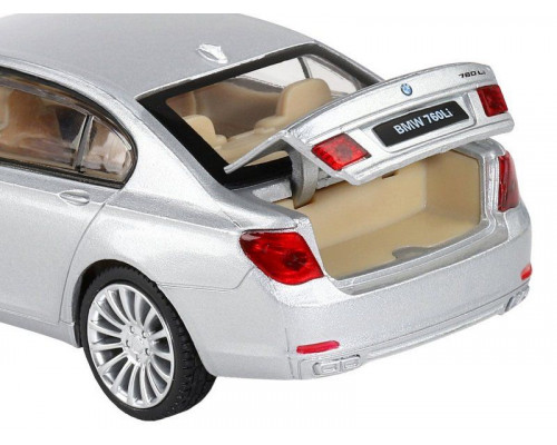 Машина АВТОПАНОРАМА BMW 760LI , серебряный, 1/34, свет, звук, инерция, в/к 17,5*13,5*9 см