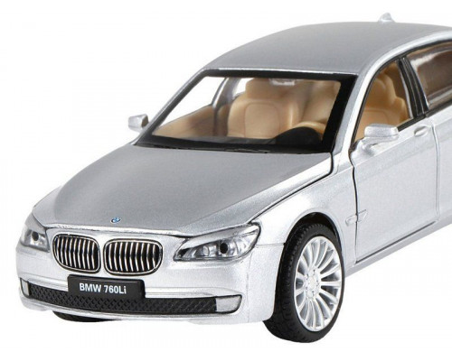 Машина АВТОПАНОРАМА BMW 760LI , серебряный, 1/34, свет, звук, инерция, в/к 17,5*13,5*9 см