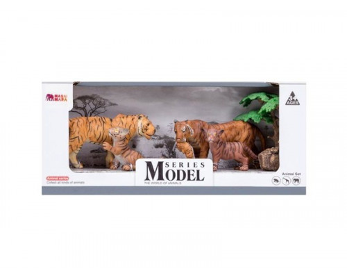 Набор фигурок животных MASAI MARA MM201-008 серии Мир диких животных: Семья тигров, 6 пр.