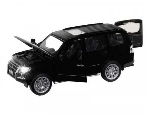 Машина АВТОПАНОРАМА Mitsubishi Pajero 4WD Tubro, черный, 1/33, свет, звук, в/к 17,5*13,5*9 см