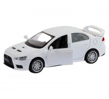 Машина "АВТОПАНОРАМА" Mitsubishi Lancer Evolution, белый, 1/41, откр. двери, в/к 17,5*12,5*6,5 см