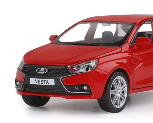 Машина АВТОПАНОРАМА LADA VESTA седан, 1/24,  красный, свет. звук. эффекты, в/к 24,5*12,5*10,5 см