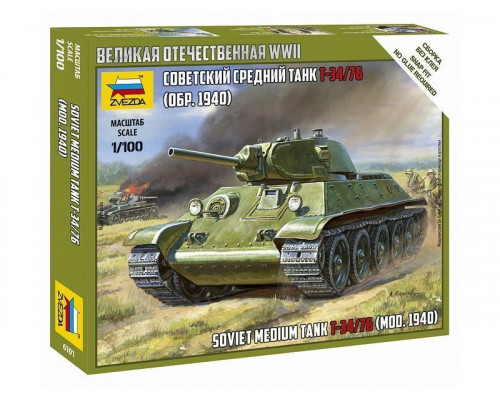 Сборная модель ZVEZDA Советский средний танк Т-34/76 (обр 1940г) , 1/100