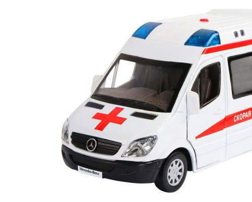 Машина АВТОПАНОРАМА Mercedes Sprinter Скорая помощь, белый, 1/32, в/к 18*9*13,5 см