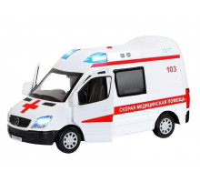 Машина "АВТОПАНОРАМА" Mercedes Sprinter "Скорая помощь", белый, 1/32, в/к 18*9*13,5 см