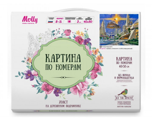 Картина по номерам 40х50 ГОРОД БУДУЩЕГО (27 цветов)