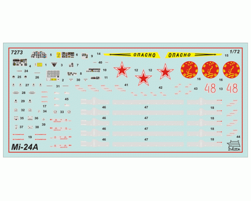 Сборная модель ZVEZDA Советский ударный вертолет Ми-24А, 1/72