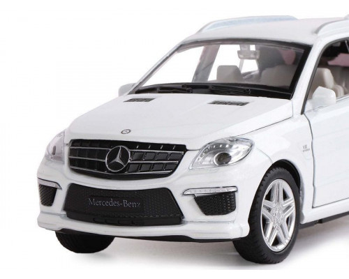 Машина АВТОПАНОРАМА Mercedes-Benz ML63 AMG, белый, 1/32, свет, звук, инерция, в/к 17,5*13,5*9 см