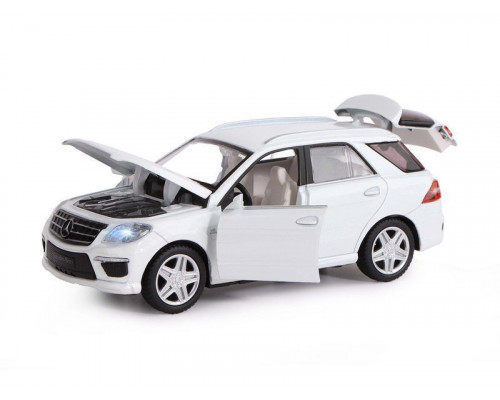 Машина АВТОПАНОРАМА Mercedes-Benz ML63 AMG, белый, 1/32, свет, звук, инерция, в/к 17,5*13,5*9 см