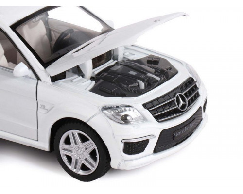 Машина АВТОПАНОРАМА Mercedes-Benz ML63 AMG, белый, 1/32, свет, звук, инерция, в/к 17,5*13,5*9 см