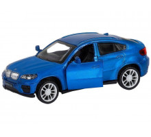 Машина "АВТОПАНОРАМА" BMW X6, 1/43, синий, инерция, откр. двери, в/к 17,5*12,5*6,5 см