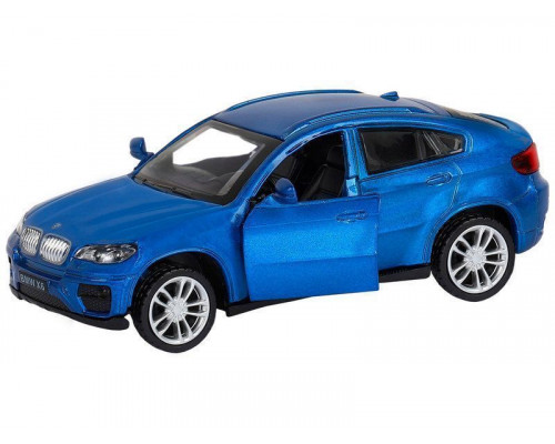 Машина АВТОПАНОРАМА BMW X6, 1/43, синий, инерция, откр. двери, в/к 17,5*12,5*6,5 см