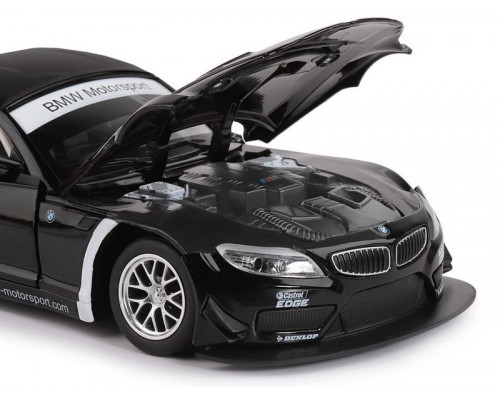 Машина АВТОПАНОРАМА BMW Z4 GT3, черный, 1/24, свет, звук, в/к 24,5*12,5*10,5 см