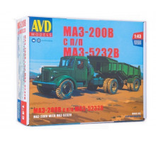 Сборная модель AVD МАЗ-200В с полуприцепом МАЗ-5232В, 1/43