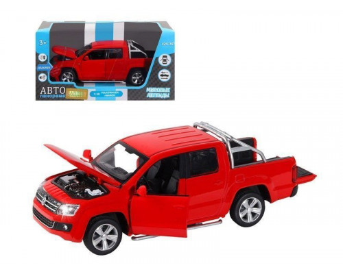 Машина АВТОПАНОРАМА Volkswagen Amarok, красный, 1/30, свет, звук, инерция, в/к 20*10*11 см