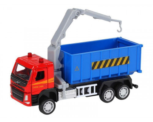 Машина АВТОПАНОРАМА VOLVO FM Мусоровоз, синий, 1/72, инерция, в/к 17,5*13*6,5 см