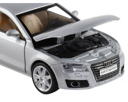 Машина АВТОПАНОРАМА Audi A7, серебряный, 1/32, свет, звук, инерция, в/к 17,5*13,5*9 см