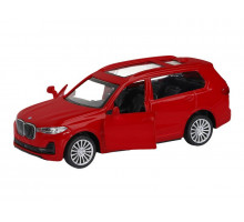 Машина "АВТОПАНОРАМА" BMW X7, 1/44, красный металлик, откр. двери, в/к 17,5*12,5*6,5 см