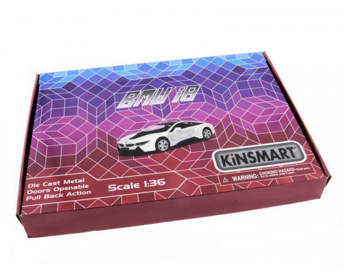 Машина Kinsmart BMW i8 инерция (1/12шт.) 1:36 б/к