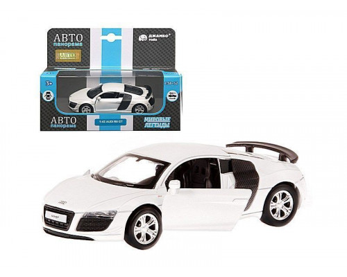 Машина АВТОПАНОРАМА Audi R8 GT, белый металлик, 1/43, инерция, в/к 17,5*12,5*6,5 см