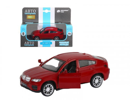 Машина АВТОПАНОРАМА BMW X6, красный, 1/43, инерция, в/к 17,5*12,5*6,5 см