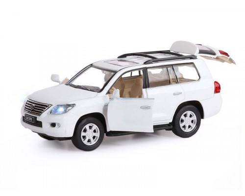 Машина АВТОПАНОРАМА Lexus LX570, белый, 1/32, свет, звук, инерция, в/к 17,5*13,5*9 см