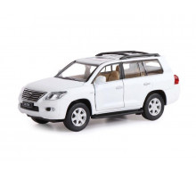 Машина "АВТОПАНОРАМА" Lexus LX570, белый, 1/32, свет, звук, инерция, в/к 17,5*13,5*9 см