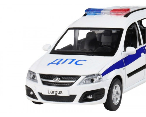 Машина АВТОПАНОРАМА LADA LARGUS Полиция, 1/24, свет, звук, инерция, в/к 24,5*12,5*10,5 см