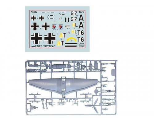 Сборная модель ZVEZDA Немецкий бомбардировщик Юнкерс Ju-87B2 (сборка без клея), 1/72