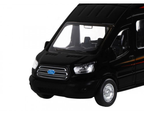 Машина АВТОПАНОРАМА Ford Transit, черный, 1/52, инерция, откр. двери, в/к 17,5*12,5*6,5 см