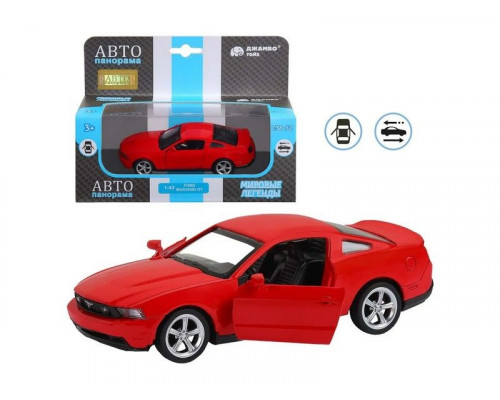 Машина АВТОПАНОРАМА Ford Mustang GT, красный, 1/43, инерция, откр. двери, в/к 17,5*12,5*6,5 см