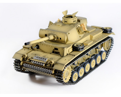 Р/У танк Taigen 1/16 Panzerkampfwagen III (Германия) дым, свет (для ИК боя) V3 2.4G RTR пустыня