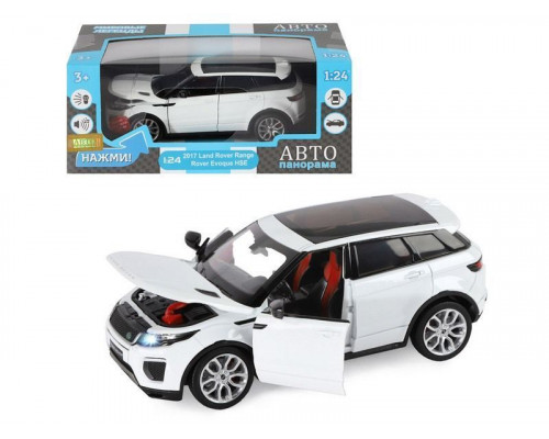 Машина АВТОПАНОРАМА Land Rover Range Rover Evoque HSE 2017, белый, 1/24, в/к 24,5*12,5*10,5 см