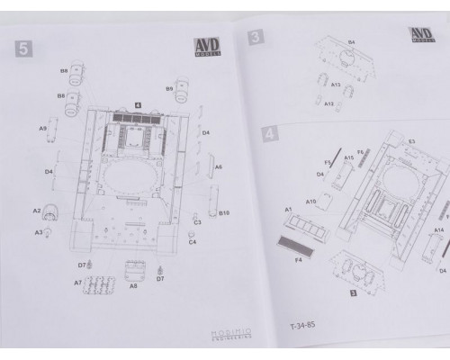 Сборная модель AVD Средний танк T-34-85, 1/43