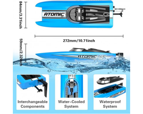 Радиоуправляемый катер Volantex RC AtomicXS синий 2.4G LiPo RTR